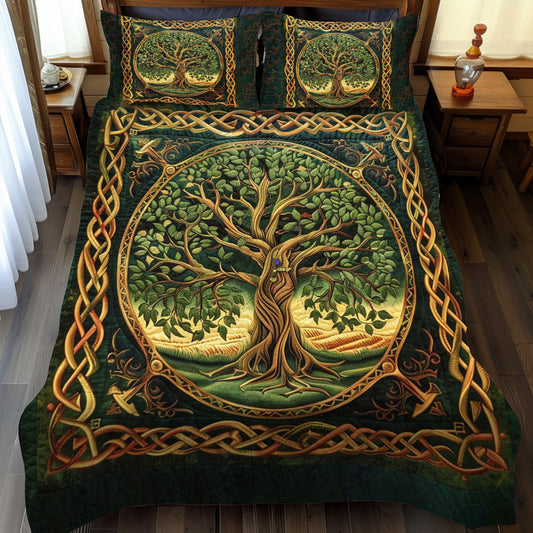 Majestic Tree of Life Celtic 3-Piece Quilted Bedding Set NCU0PD046