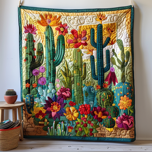 Desert Flower Cactus Explosion Quilted Blanket NCU0PD016