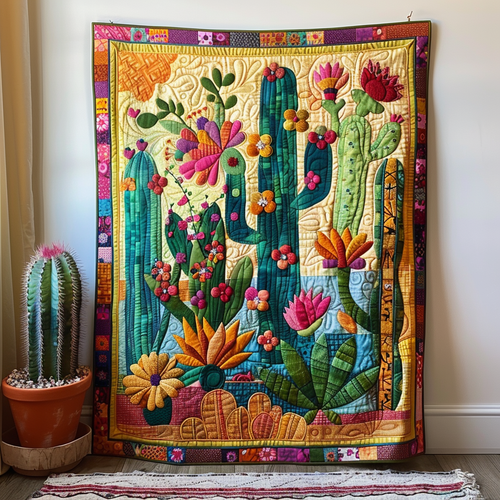 Flowering Cactus Quilted Blanket NCU0PD018