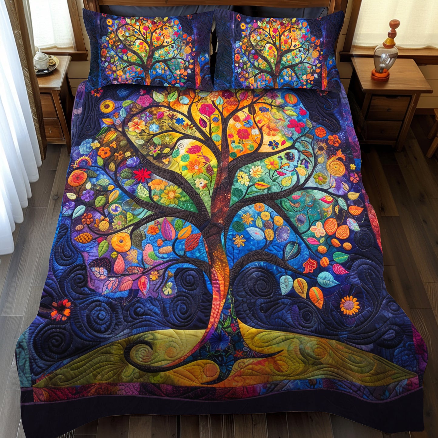 Ornate Celtic Tree Of Life 3-Piece Quilted Bedding Set NCU0PD041