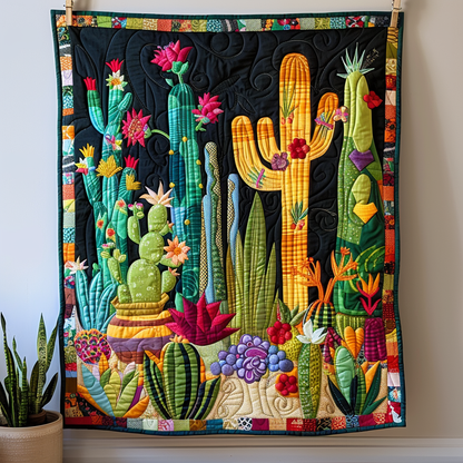 Blossoming Cactus Elegance Quilted Blanket NCU0PD020