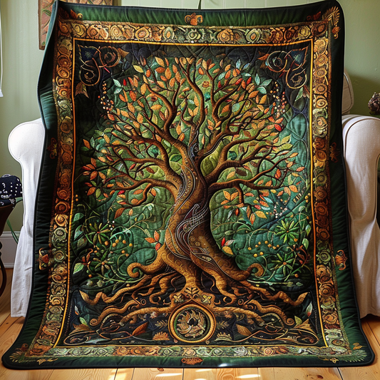 Artisan Celtic Knot Tree of Life Quilted Blanket NCU0PD038