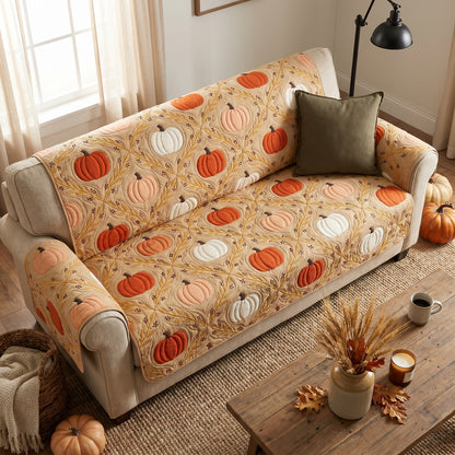 Rustic Pumpkin Quilted Sofa Cover NCU0TD2860