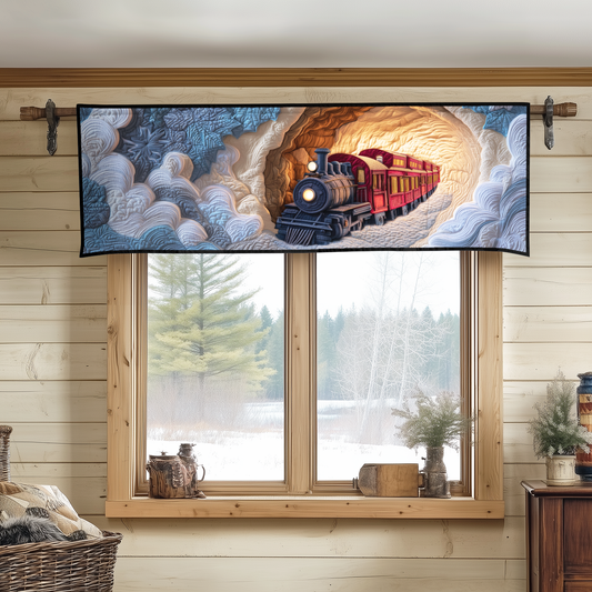 Snow Valley Train Quilted Valance NCU0TD1474