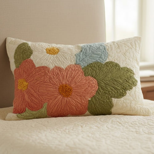 Retro Daisy Patchwork Quilted Bedding Pillow Case NCU0VL3058