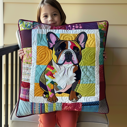 Frenchie Fun Quilted Pillow Case NCU0PD099