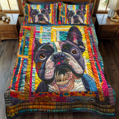 Peeking French Bulldog 3-Piece Quilted Bedding Set NCU0PD090