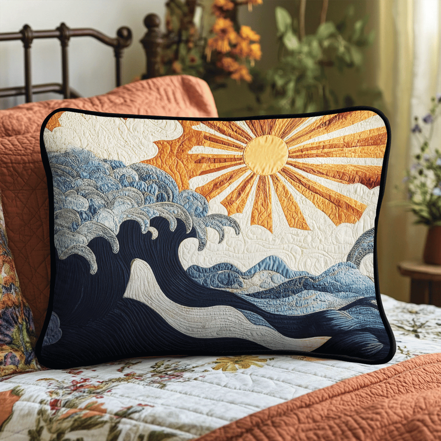 Ocean Sunrise Quilted Bedding Pillow Case NCU0VL775