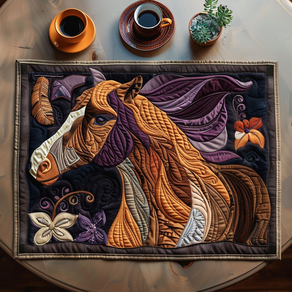 Dynamic Horse Design Quilted Place Mat NCU0PD256