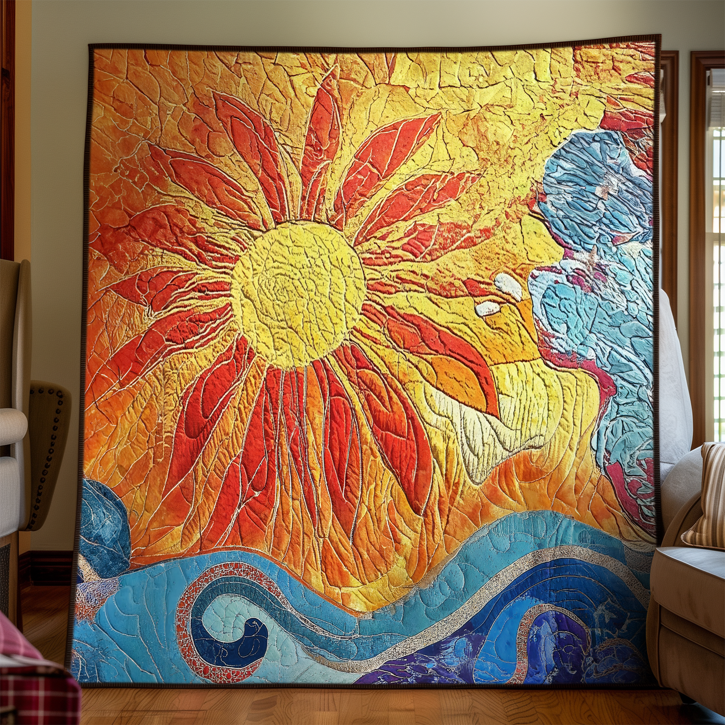 Sunset Blossom Quilted Blanket NCU0VL957