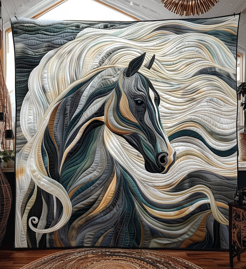 Whimsical Horse Quilted Blanket NCU0DV363 main image 1