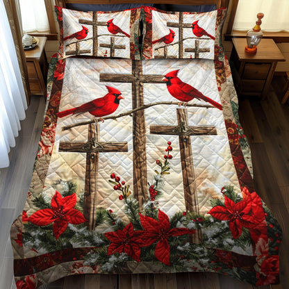 Cardinal Jesus Cross 3-Piece Quilted Bedding Set NCU0PD206