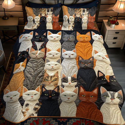 Cat Parade 3-Piece Quilted Bedding Set NCU0PD423