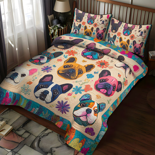 French Bulldog Art 3-Piece Quilted Bedding Set NCU0PD383