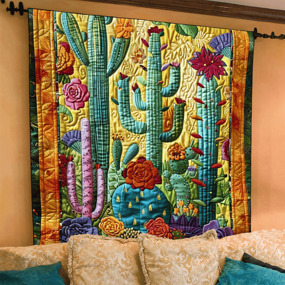 Cactus Night Sky Quilted Blanket NCU0DV277 main image 1