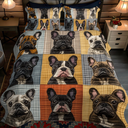 French Bulldog Joy 3-Piece Quilted Bedding Set NCU0PD389