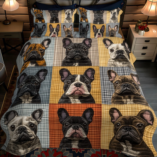 French Bulldog Joy 3-Piece Quilted Bedding Set NCU0PD389