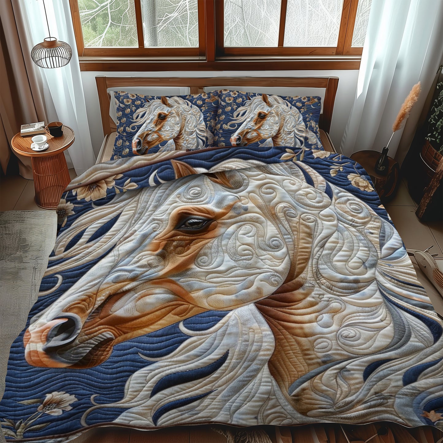 Elegant Horse 3-Piece Quilted Bedding Set NCU0PD175