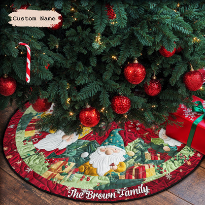 Gnome Workshop - Personalized Custom Quilted Christmas Tree Skirt