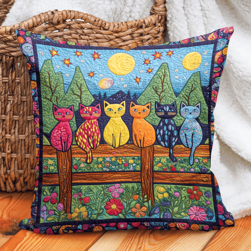 Artistic Night Cat-Themed Quilted Pillow Case NCU0PD665