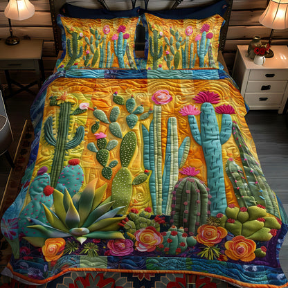 Exquisite Desert Cactus 3-Piece Quilted Bedding Set NCU0PD059