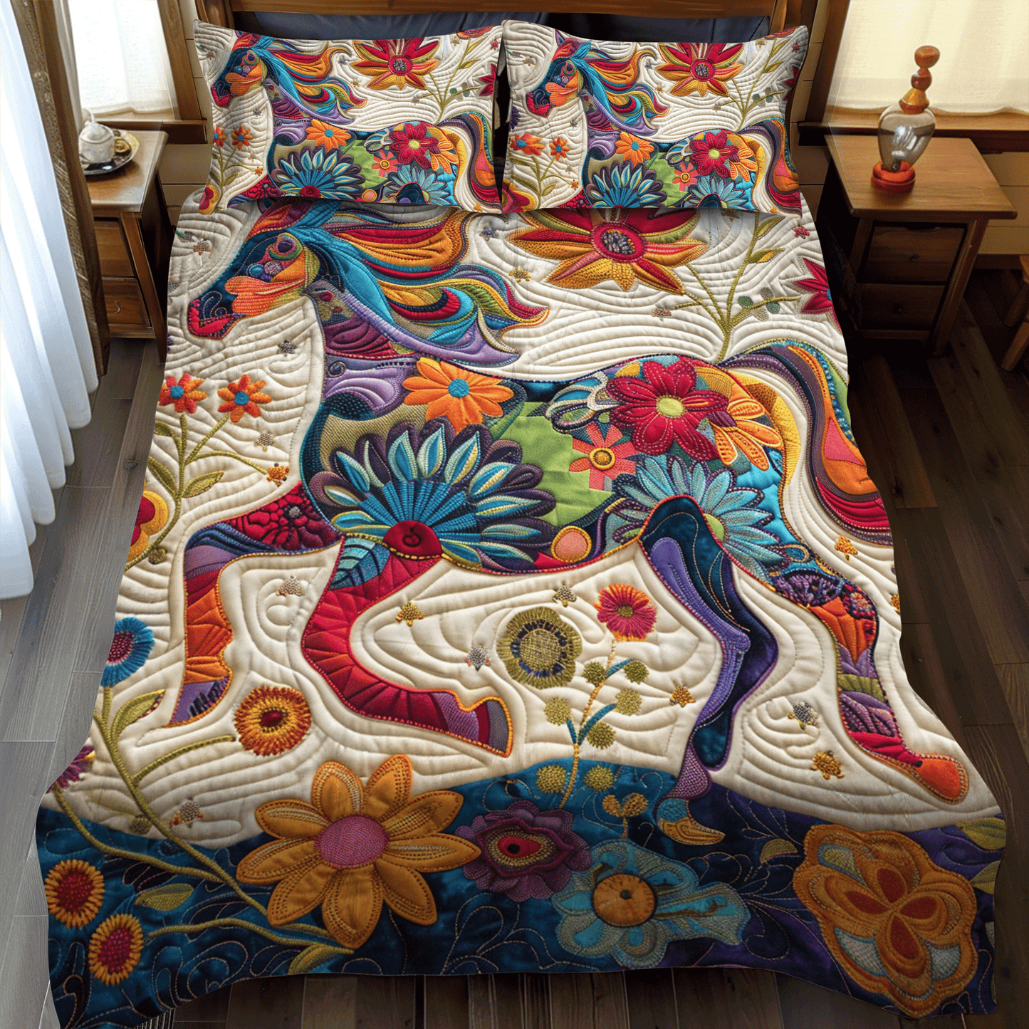 Artistic Horse 3-Piece Quilted Bedding Set NCU0PD329