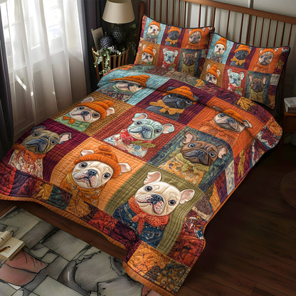 Fall Frenchie Fanatic 3-Piece Quilted Bedding Set NCU0PD379