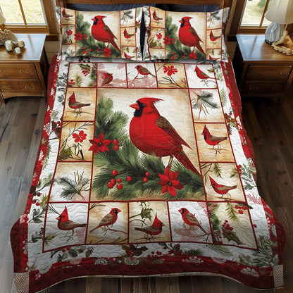 Cardinal Design 3-Piece Quilted Bedding Set NCU0PD204