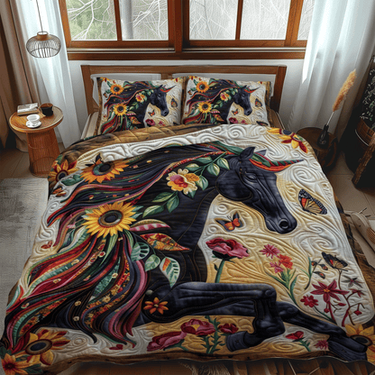 Artistic Mystical Steeds 3-Piece Quilted Bedding Set NCU0PD331