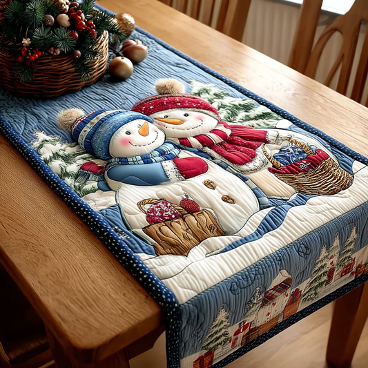 Frosty Love Story Quilted Table Runner NCU0XD1249