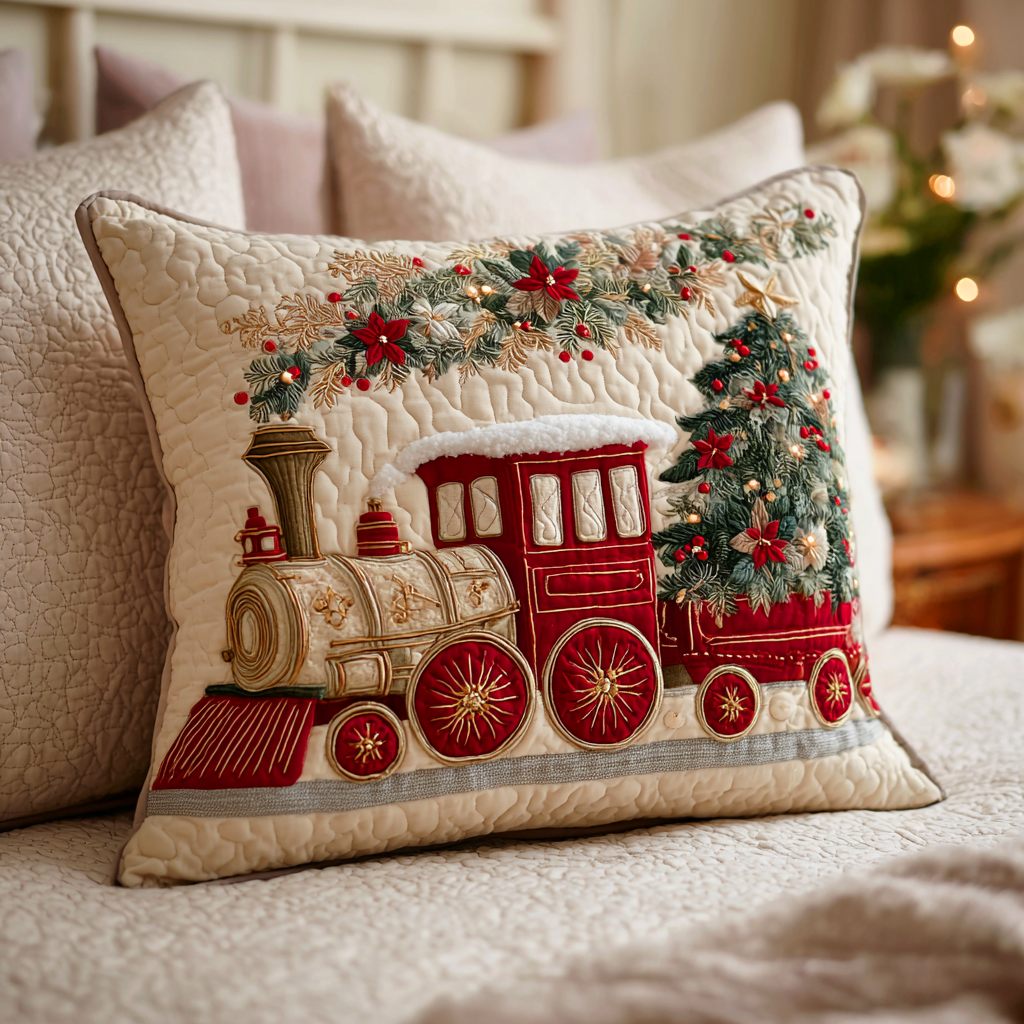 Holiday Steam Engine Quilted Pillow Case NCU0TD571