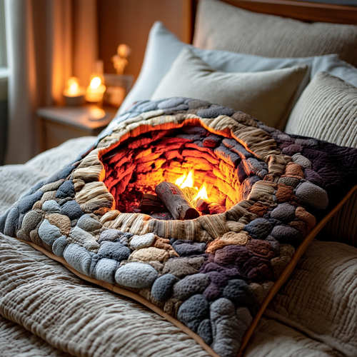 Rustic Fire Gathering Quilted Pillow Case NCU0TD1652