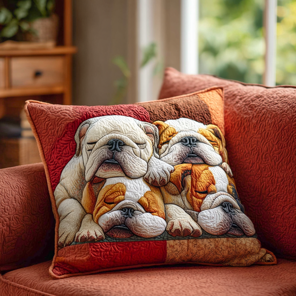 Bulldog Nap Haven Quilted Pillow Case NCU0XD1305