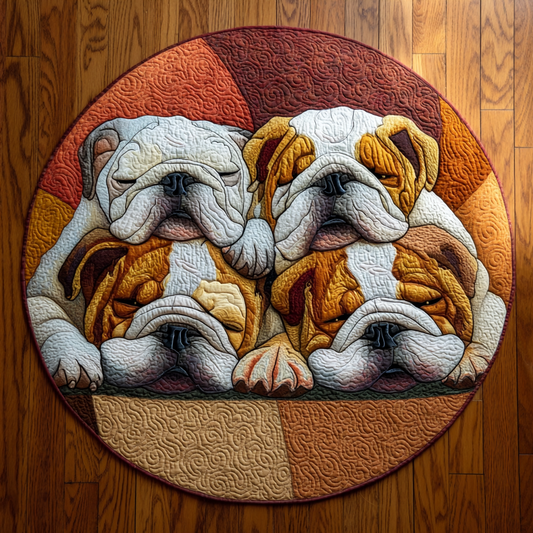 Bulldog Nap Haven Quilted Round Mat NCU0XD1305