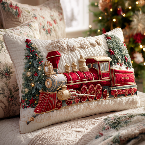Holiday Steam Engine Quilted Bedding Pillow Case NCU0TD571