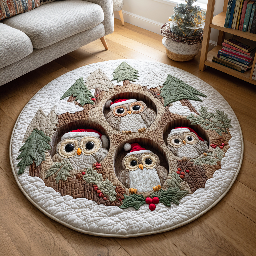 Holiday Perch Quilted Round Mat NCU0TD1126