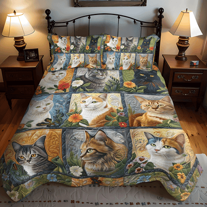 Cute Cat 3-Piece Quilted Bedding Set NCU0PD317