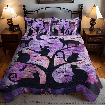 Night Black Cat 3-Piece Quilted Bedding Set NCU0PD319