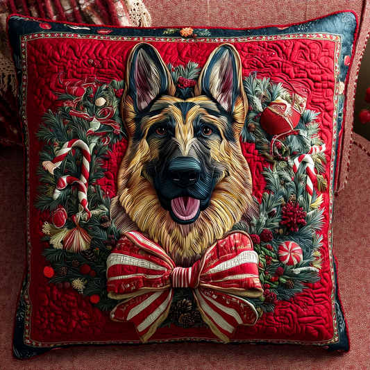 Festive German Shepherd Quilted Pillow Case NCU0HH479