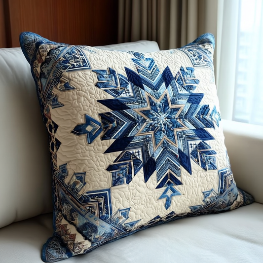 Azure Snowflake Burst Quilted Pillow Case NCU0HH420