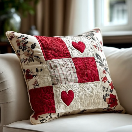 Seasonal Heart Charm Quilted Pillow Case NCU0HH1477