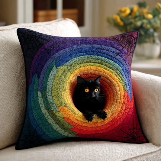 Spooky Black Cat Quilted Pillow Case NCU0HH505
