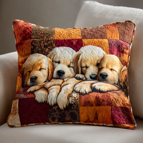 Puppy Golden Retriever Quilted Pillow Case NCU0HH984