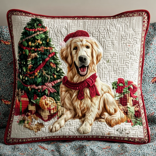 Christmas Golden Retriever Quilted Pillow Case NCU0HH218