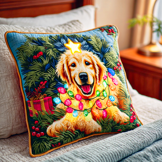 Twinkle Light Golden Quilted Pillow Case NCU0TD681