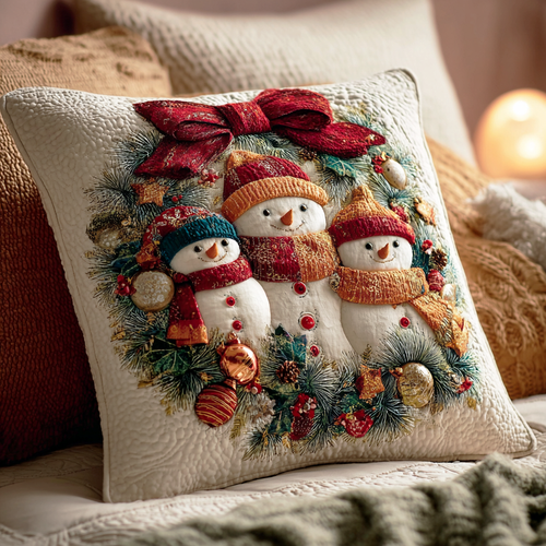 Snowman Winter Cheer Quilted Pillow Case NCU0TD1482