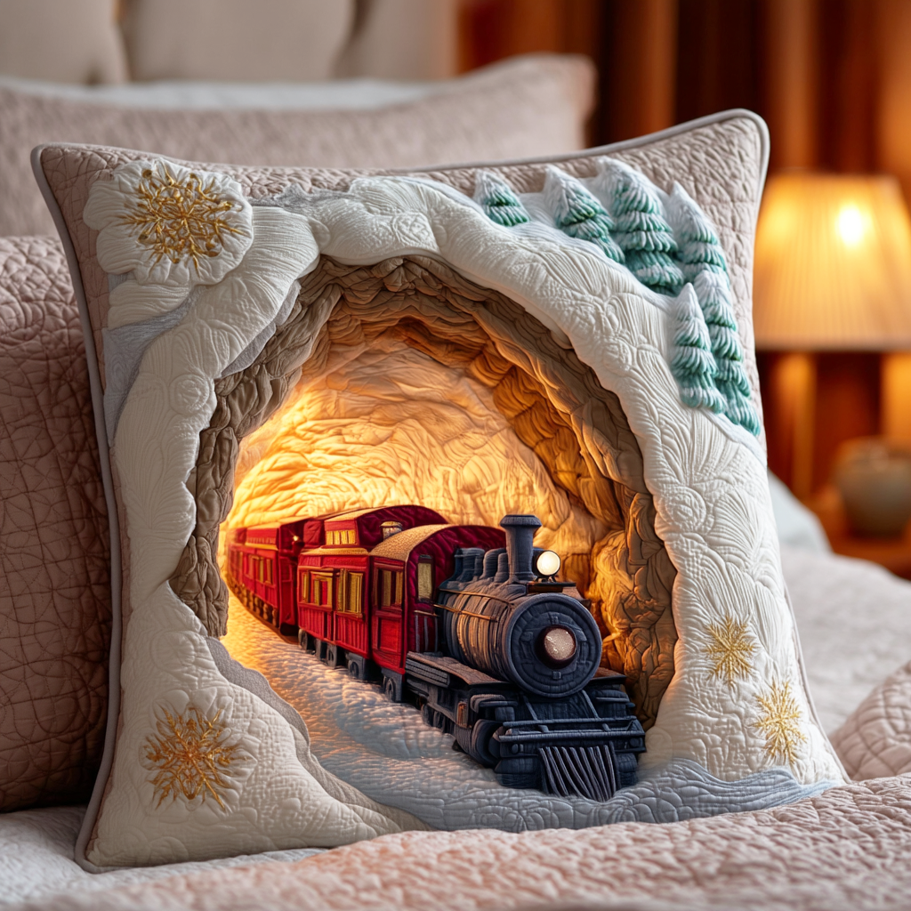 Snow Valley Train Quilted Pillow Case NCU0TD1474