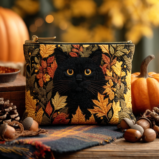 Maple Shadow Cat Quilted Zipper Pouch NCU0TD149
