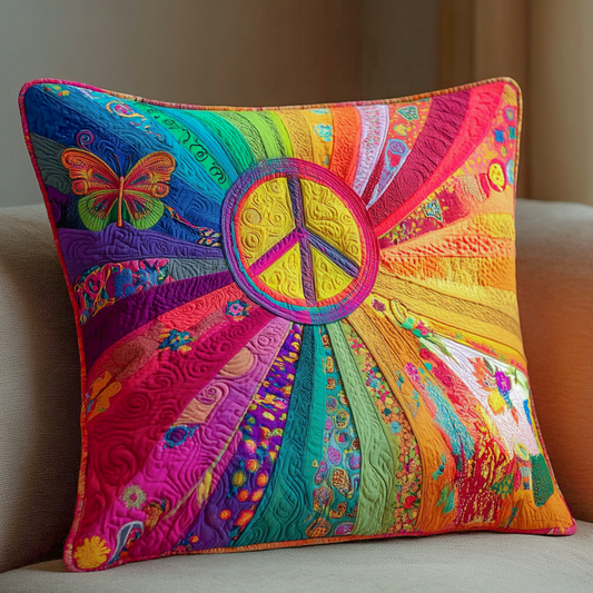 Rainbow Peace Garden Quilted Pillow Case NCU0XD1256