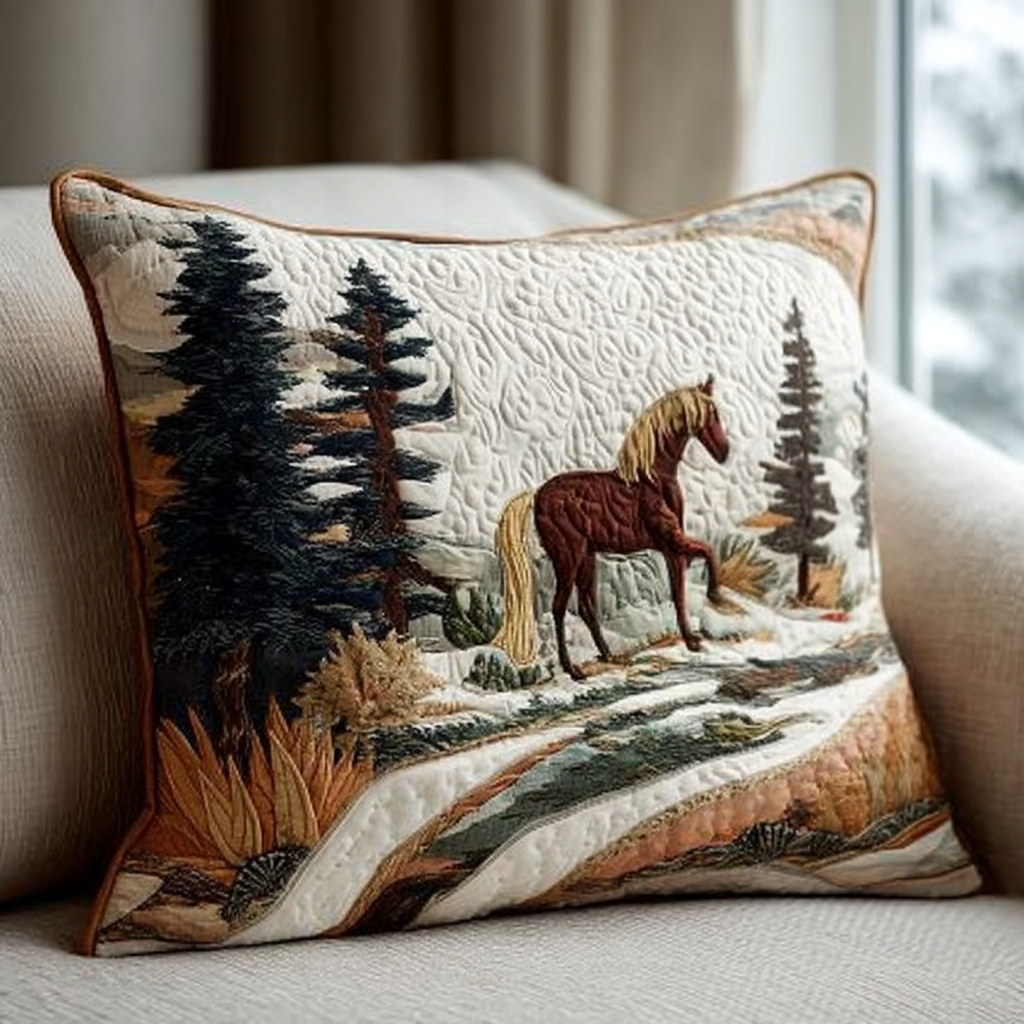 Alpine Horse Spirit Quilted Pillow Case NCU0HH1603